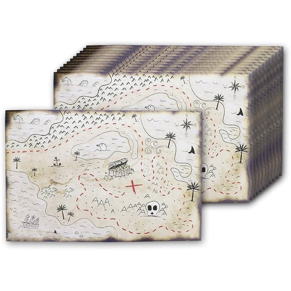 Amazon.com: Vintage Treasure Map For Kids, Pirate Birthday